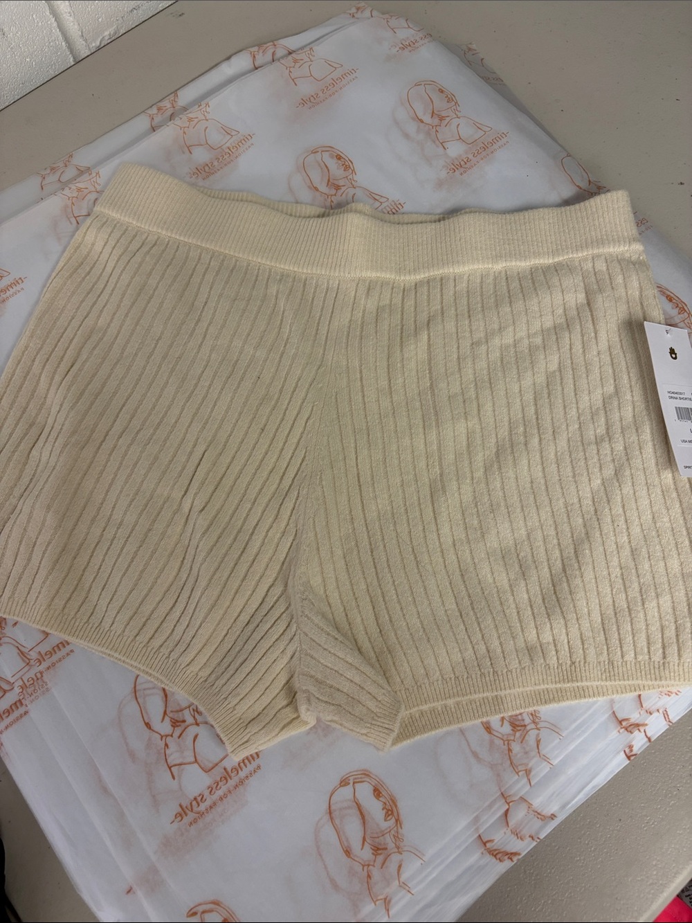 New Sz large spiritual gangster Soft Ribbed Knit Lounge Shorts - Cream sleep PJ